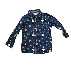 Free Planet 100% Cotton Christmas Button Down Shirt Kids 4T